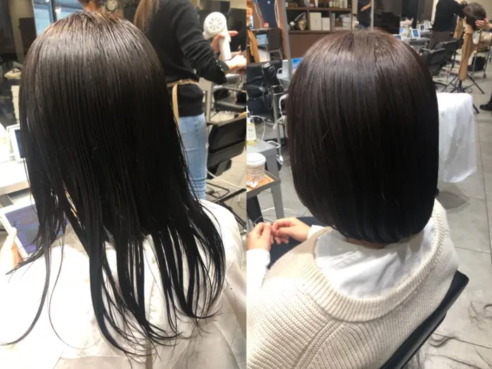 レングスチェンジカット 保湿トリートメント 10センチ程ばっさりボブにさせて頂きました ご自宅 Afloat Xelha所属 井上 穂乃花 のヘアカタログ ミニモ