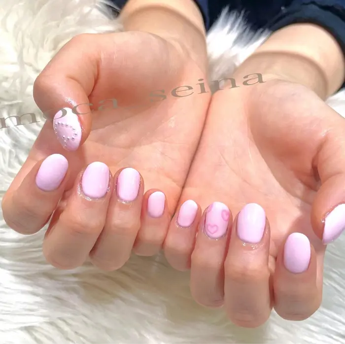 シンプルバレンタインネイル ネイルサロンmoca天王寺店所属 ｍｏｃａ ｓｅｉｎａ のネイルデザイン ミニモ