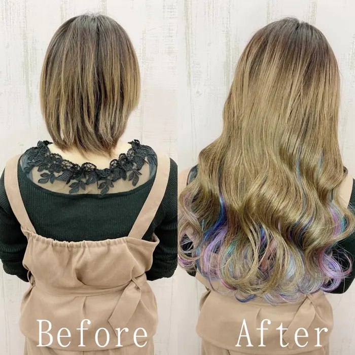 派手髪だけど派手すぎないシリーズ アレンジすると更に可愛さup エクステならではのユニコーンカラー エクステ専門店あるじゃんすー京都店所属 あるじゃんすー 京都店のヘアカタログ ミニモ