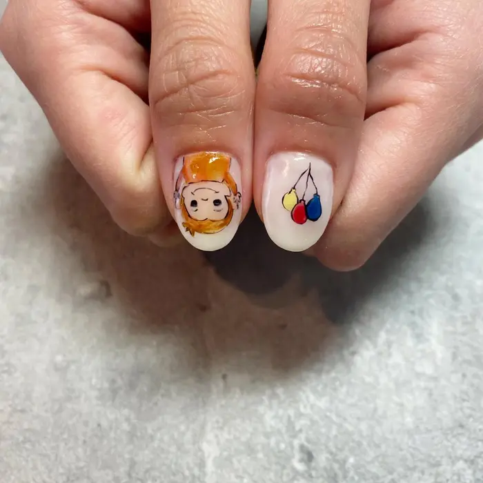 手書きネイル お猿 おさるのジョージ 11 Nail所属 ネイルサロン 11nailのネイルデザイン ミニモ