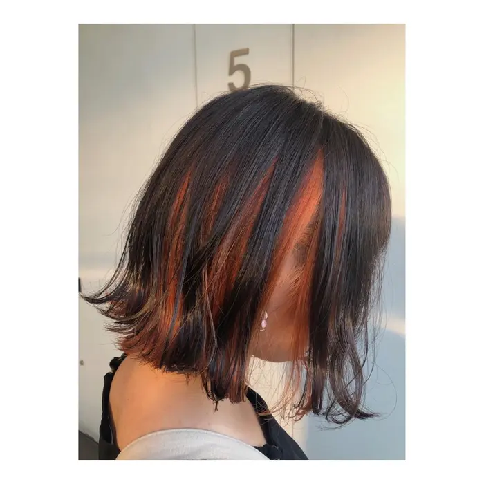 高めの位置でインナーカラー オレンジ Arche Osaka所属 Arche Shimadaのヘアカタログ ミニモ