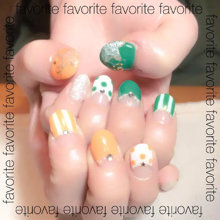 スタードットストライプネイル スターネイル スター 星ネイル 星 ドットネイル Petitnailmiu プチネイルミウ所属 プチネイルミウ Miuのネイルデザイン ミニモ