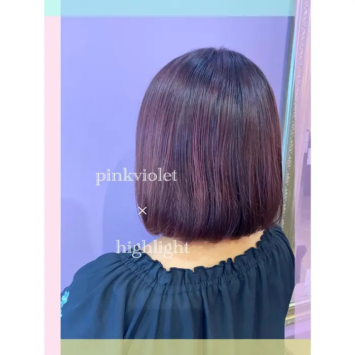 ブリーチ有りのフォイルカラー後 全体にバイオレットのお色味が しっかり出るように入れています Salon De Rejouir所属 石田 沙織のヘアカタログ ミニモ