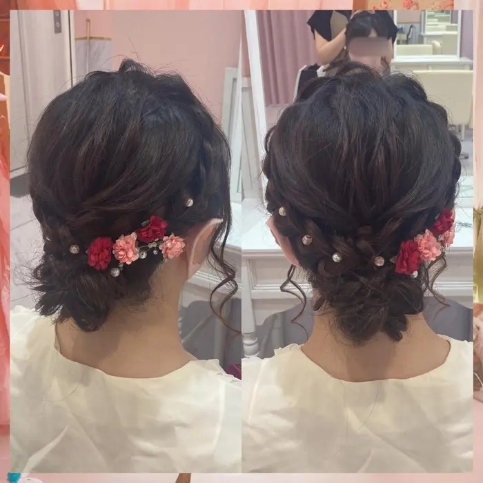 編み込みアップスタイル ミディアムでもまとめられます ヘアセットaries新宿駅前東口店所属 夏目 瞳のヘア カタログ ミニモ