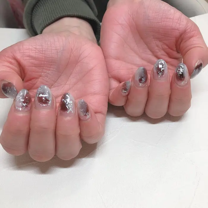 お客様ネイル 冬っぽ塗りかけニュアンスネイル 人気メニュー 爪先からhappy Nails Me所属 Mie Nailのネイル デザイン ミニモ