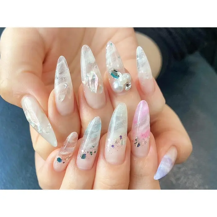 デザインスカルプ マーブル 2本乗せ放題 Nailsalon Mint所属 Nailsalon Mintのネイルデザイン ミニモ