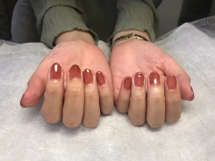 秋色ワンカラー 透け透けブラウン くすみカラーのお洋服にとってもお似合いでした Nail S Chaton所属 ネイルズシャトン Jrネイリスト福永の ネイルデザイン ミニモ 秋色ワンカラー 透け透けブラウン くすみカラーのお洋服にとってもお似合いでした Nail S Chaton所属 ネイルズシャトン Jrネイリスト福永の ネイルデザイン ミニモ