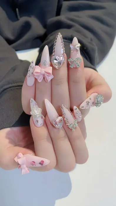 追加有 ピンクでリボンなおきゃわネイル Nail Salon Ef所属 M Tomoのネイルデザイン ミニモ