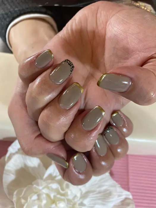 スキニーフレンチ 豹柄 定額ネイル 京都 烏丸 京都ネイルサロン 烏丸ネイルサロン 足の裏 Magenta所属 Mgenta Nail 巻き爪の ネイルデザイン ミニモ