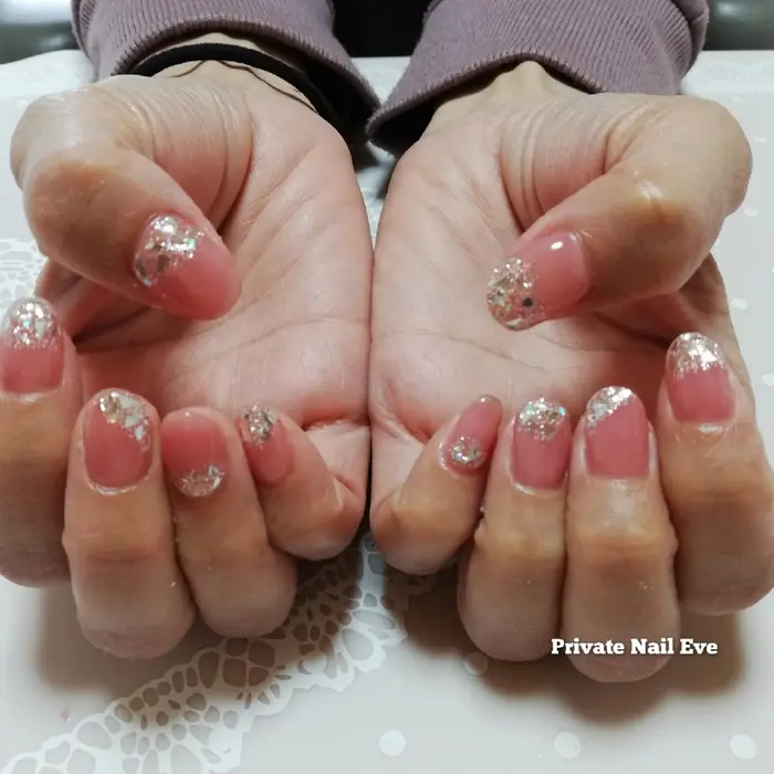 ガラスネイルアレンジ Private Nail Eve所属 ネイル Junkoのネイルデザイン ミニモ