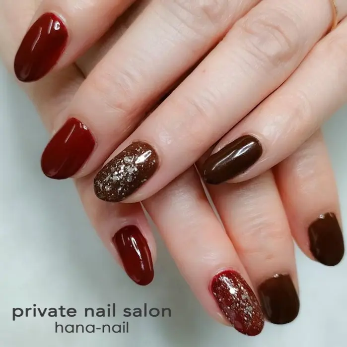 秋カラーネイル このような一色追加は 300円です Nail Salon Hana Nail ハナネイル所属 Hayato Hana Nailのネイル デザイン ミニモ