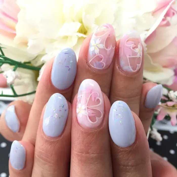 桜 くり抜きネイル やり放題 コース Jewels Nail所属 ジュエルズ ネイル 店長のネイルデザイン ミニモ