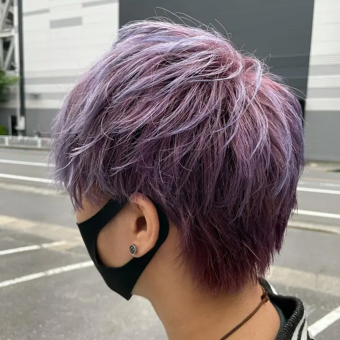 ダブルカラー カット 全体をバイオレット系のカラーにちょっぴり青を足してます Men S Salon Dude所属 妻鳥 翔のヘア カタログ ミニモ