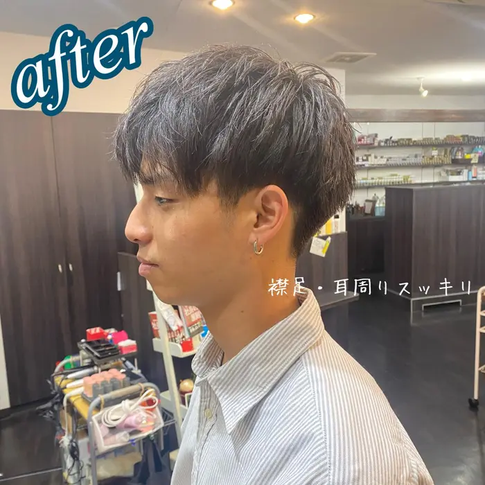 メンズカット 前髪下ろしスタイル 男性がカッコ良いとされる 束感 立ち上がり 動きがあってスタ Lios所属 難波 理乃のヘアカタログ ミニモ