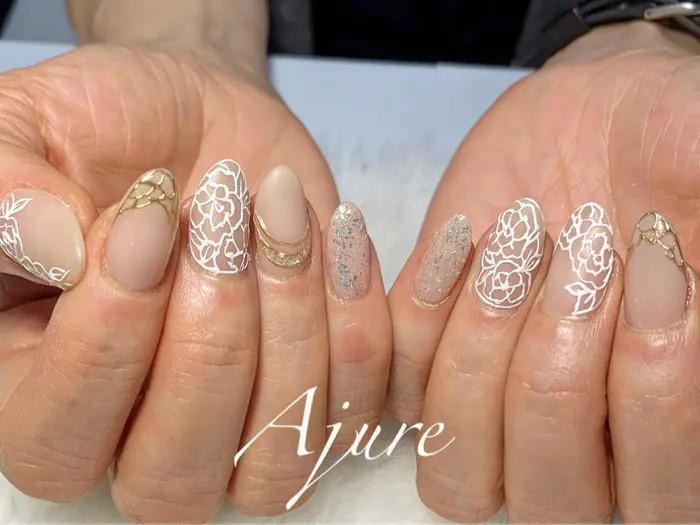 大人レース花ネイル Ajurenail スクール サロン 各線池袋駅より徒歩3分 Http Ajurenail所属 Ajure Yokotaのネイル デザイン ミニモ
