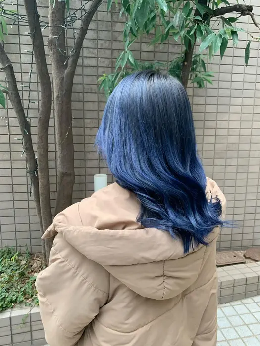 グラデーションカラー ブルーカラー ネイビーカラー ブリーチ1回以上 緑を避けるには2回 Lala所属 川原 史己のヘア カタログ ミニモ