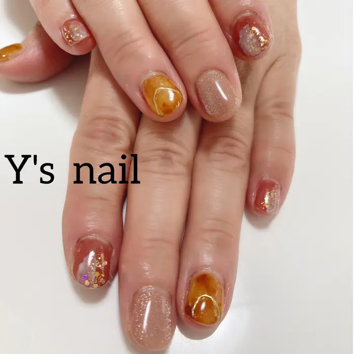 秋先取り鼈甲ネイル Y S Nail所属 ネイルサロン Y S Nailのネイルデザイン ミニモ