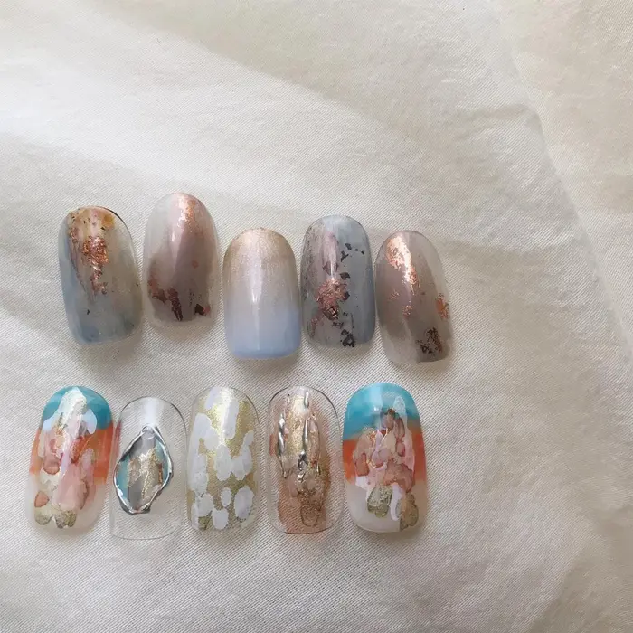 只今 当店は以下のコロナウイルス感染対策をしながら営業をしております ネイリストの検温 マスクの Aore所属 Nailist Sayaのネイルデザイン ミニモ