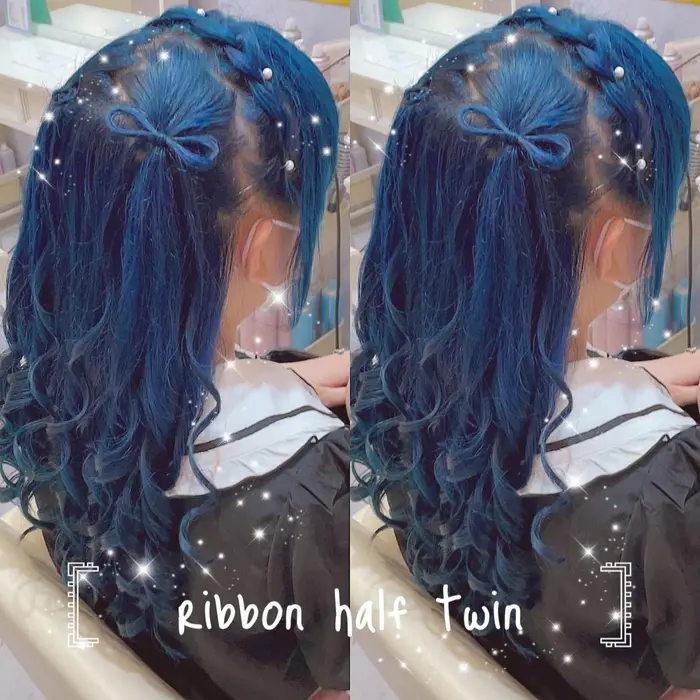 あみカチュ髪リボンハーフツイン あみカチュ 300 髪の毛リボン１つ 500 ヘアセットaries渋谷駅西口店所属 Aries渋谷西口 Ayumiのヘアカタログ ミニモ