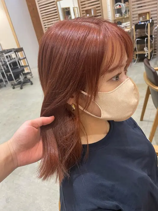 オレンジカラー 暖色カラー ブリーチ ブリーチカラー 艶カラー 暖色 ブリーチなし ダブルカラー Une Garden所属 インナーカラー ボブ 柔 カラー ちばのヘアカタログ ミニモ