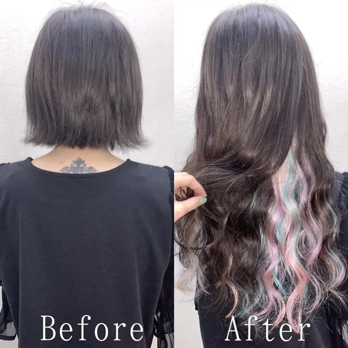 黒髪ベースに インナーカラーでユニコーンカラー入れました 色も何色でも入れれます Ar公式アプ あるじゃんすー静岡店所属 あるじゃんすー 静岡店のヘアカタログ ミニモ