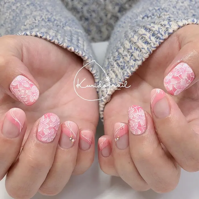 桜ネイル 桜木町ネイルサロンkuriko Nail所属 Kuriko Nailのネイルデザイン ミニモ