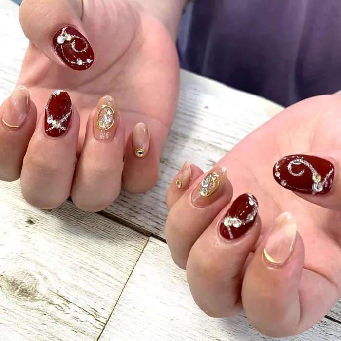 ボルドーネイル Progress龍ヶ崎店所属 Mauy Nailのネイルデザイン ミニモ ボルドーネイル Progress龍ヶ崎店所属 Mauy Nailのネイルデザイン ミニモ