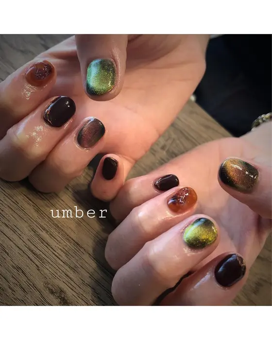 Free Design 60min 8000 マグネット ニュアンス 秋色大人気 Umber所属 Umber 三茶1分のネイル デザイン ミニモ