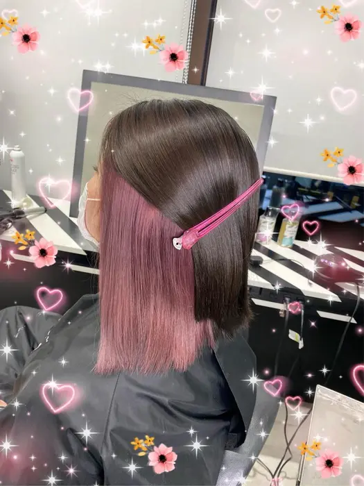 インナーカラー可愛すぎる 紫がかったピンク ピンクがかった紫 Off White And大阪店所属 梅田 ハイトーン マイラのヘアカタログ ミニモ