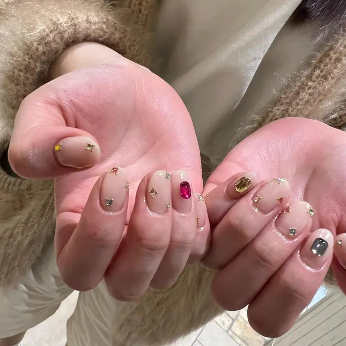 持ち込みデザイン パーツ代別途 ニュアンスネイル Paragel パラジェル ネオリーブ パ Neolive An所属 Neolivean 春風の ネイルデザイン ミニモ