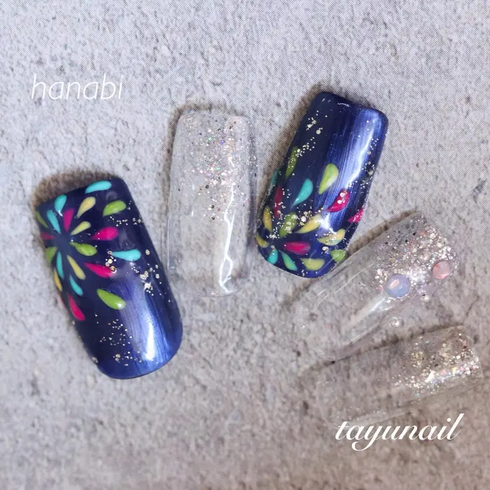 Hanabi 花火ネイル 夜空に上がった花火のように 今年は八王子市も シークレット花火 たゆnail にこにこ保育ルーム所属 たゆnail スタッフのネイルデザイン ミニモ Hanabi 花火ネイル 夜空に上がった花火のように 今年は八王子市も シークレット花火 たゆnail にこにこ保育ルーム所属 たゆnail スタッフのネイルデザイン ミニモ