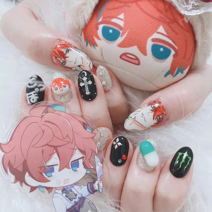 キャラ追加 パーツ別途有 ヒプノシスマイク観音坂独歩誕生日ネイル Aya Nail所属 Aya Nailのネイル デザイン ミニモ