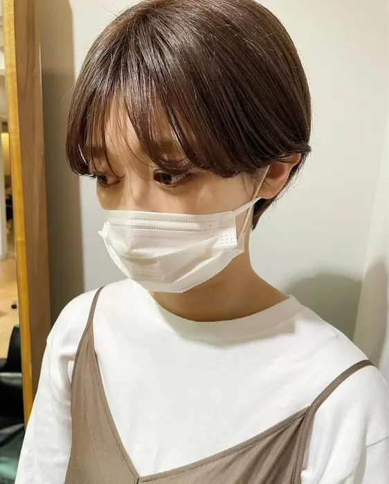 マロンベージュカラーのショート ショートカット 黒髪ショート ショートパーマ マッ Jeno所属 吉田 美紀 のヘアカタログ ミニモ