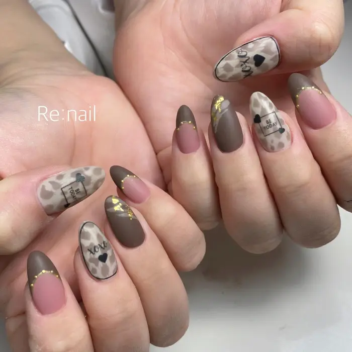ふんわりレオパバレンタイン マットコート追加 Total Re Nail所属 Re Nail リネイルのネイル デザイン ミニモ