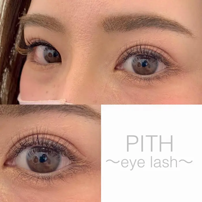 ブラックのscカールと目尻ブラウンゴールドのグラデーションデザイン Pith Hair所属 高橋 ひろみ のマツエクデザイン ミニモ