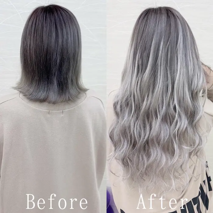 ダークシルバーベースに明るめにお付けしてグラデーションに仕上げました Ar公式アプリからご予約 エクステ専門店あるじゃんすー渋谷本店所属 カラー エクステ専門 あるじゃんすー渋谷店のヘアカタログ ミニモ