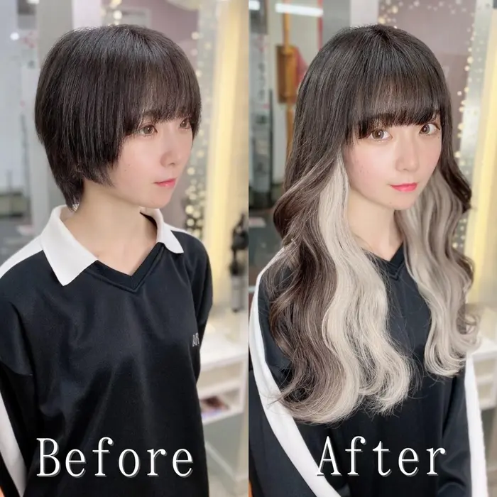 ホワイトアッシュ シールエクステ デザインカラー エクステ 岡山 ブラック ホワイトアッシュの幅広 あるじゃんすー岡山店所属 あるじゃんすー 岡山店のヘアカタログ ミニモ