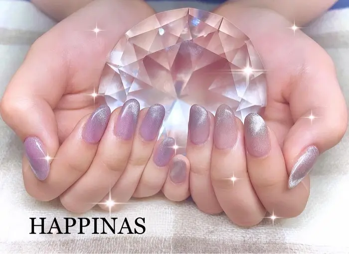 マグネットネイル マグネットネイル 人気ネイル キラキラネイル 冬ネイル シンプルネ Happinas所属 Happinas Nail 脱毛のネイルデザイン ミニモ