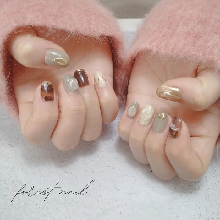 粘土ジェルで立体感 Forest Nail所属 Forest Nailのネイルデザイン ミニモ 粘土ジェルで立体感 Forest Nail所属 Forest Nailのネイルデザイン ミニモ