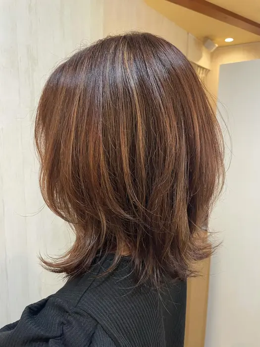 ロング ミディアム ハイライト細めにホイル10枚 ブラウンベースにオレンジをプラス レイヤーを入 グランアージュ北千住所属 Sakai Hironoのヘアカタログ ミニモ