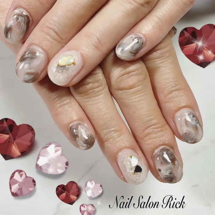 カフェラテネイル ネイル ネイルデザイン 大人ネイル 埼玉ネイルサロン 草加ネイルサロン ネイルサロン リック所属 ネイルサロン リックのネイル デザイン ミニモ