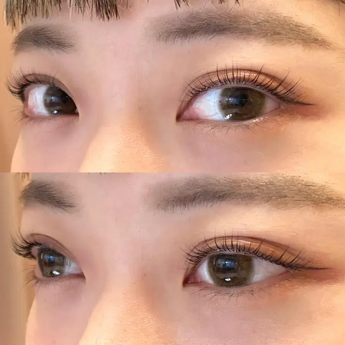 根元から80度立ち上げてぱっちりとしたまつ毛になります 使う薬剤もまつ毛に負担が少ないものを使用 Eight Eyelash所属 Meg のマツエク デザイン ミニモ