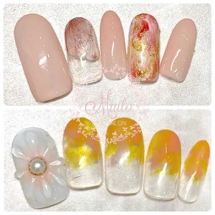 お持ち込みニュアンス90分 カラー変更ok スカルプ ３d Vカット等の大きいパーツオフは別途料金が Nail Eyelash Salon Mailo 池袋店所属 Mailo あわいのネイルデザイン ミニモ