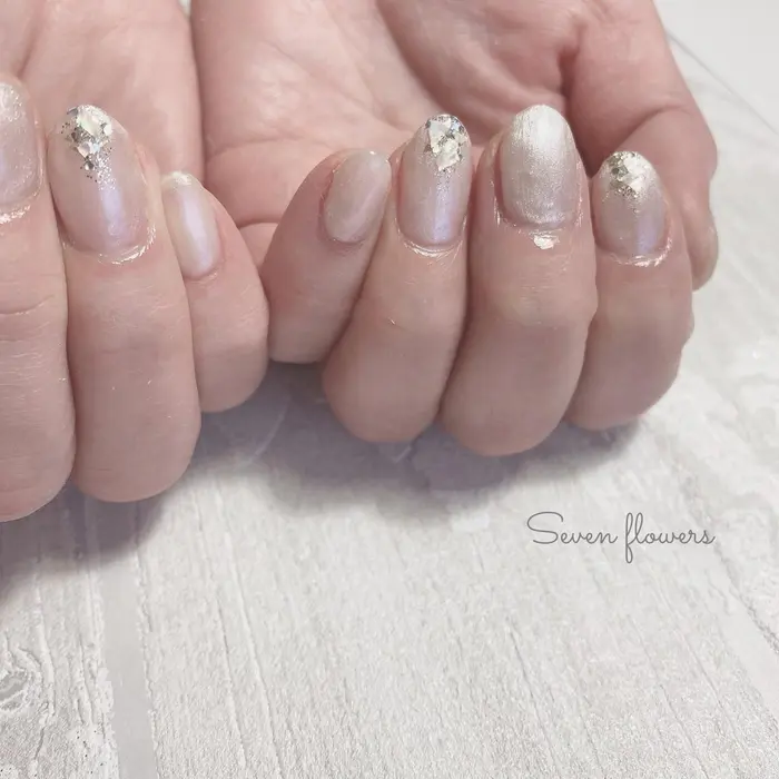 ニュアンスネイル 春ネイル 大理石ネイル 羽曳野ネイルサロン 藤井寺ネイルサロン Seven Flowers所属 Seven Flowersの ネイルデザイン ミニモ