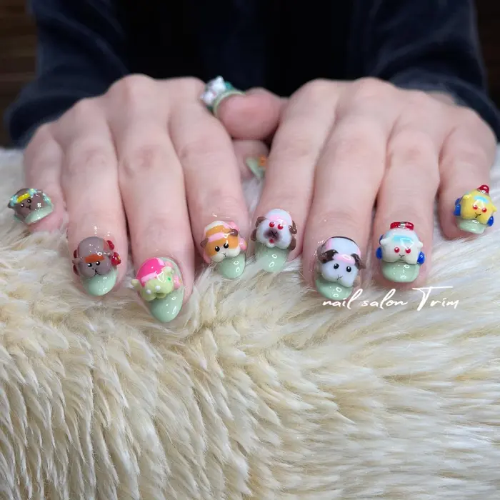 プイプイモルカー勢ぞろいです Nail Nailart ジェルネイル ジェル 札幌 Nail Salon Trim所属 Nail Salon Trimのネイルデザイン ミニモ
