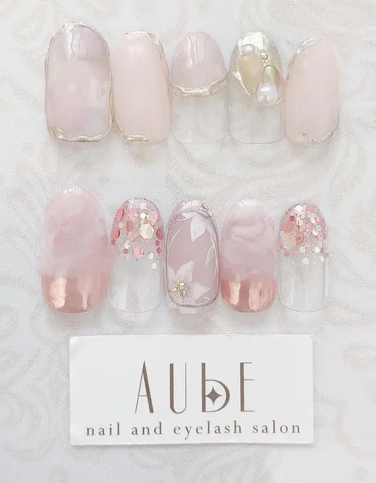 風水ネイル恋愛運 97 Nail Eyelash Salon Aube所属 Nailsalon Aubeのネイル デザイン ミニモ