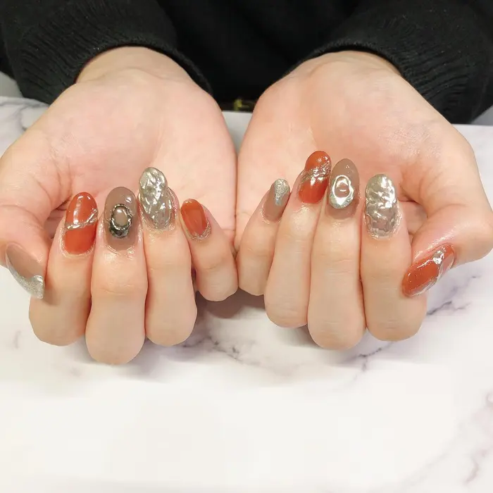 ニュアンスネイル 持込デザイン2種アレンジネイル ありがとうございました Aquarius ネイルサロン所属 奥園 良恵のネイル デザイン ミニモ