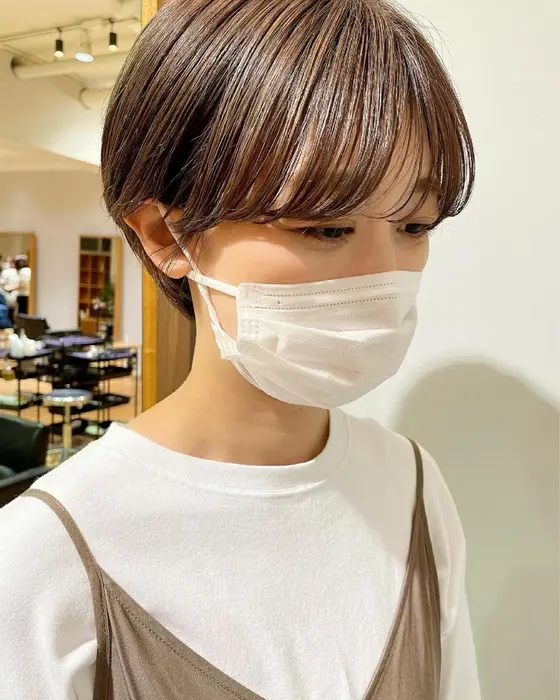 マロンベージュカラーのショート ショートカット 黒髪ショート ショートパーマ Jeno所属 吉田 美紀 のヘアカタログ ミニモ