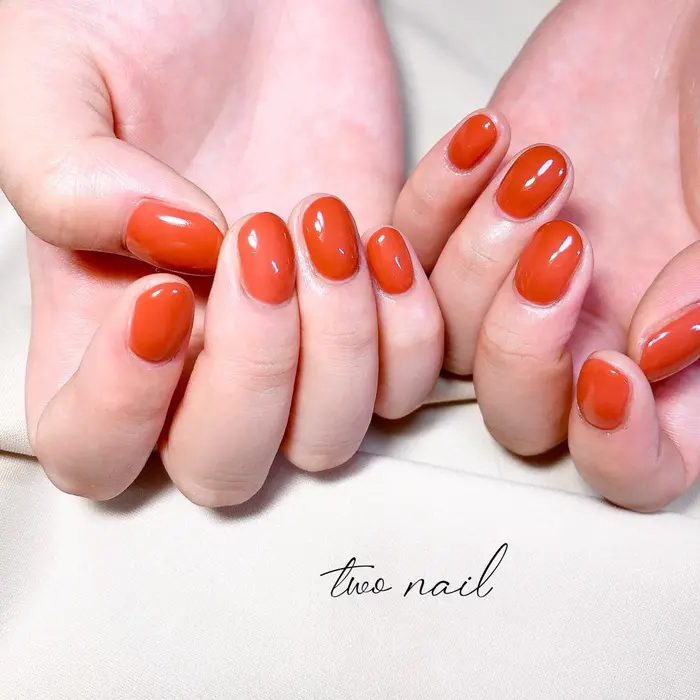 Orange Brown One Color ネイルサロン 自宅サロン 和歌山市 W Two Nail所属 Two Nailのネイル デザイン ミニモ