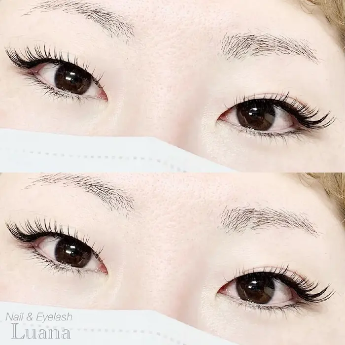 お客様eyelash 重め一重瞼の方でも 真ん中をぱっちりしつつ 目尻強調のお目元に ﾟ Nail Eyelash Luana所属 Eyelash Luanaのマツエクデザイン ミニモ